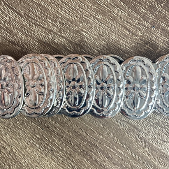 Vintage Metal Silver Elastic Women’s Large Belt - Picture 3 of 8